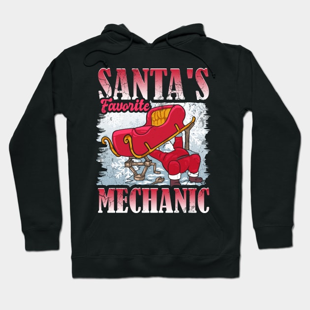 Christmas Santa's Favorite Mechanic Auto Diesel Electrical Hoodie by E